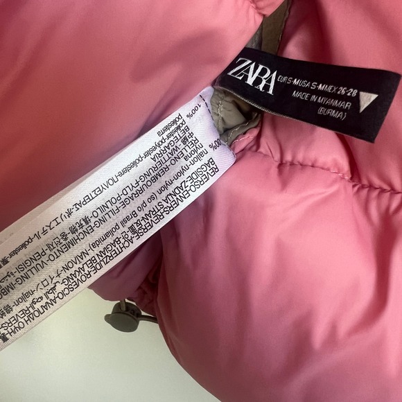 Zara Pink Stone Reversible‎ Cropped Puffer Vest - Picture 6 of 6